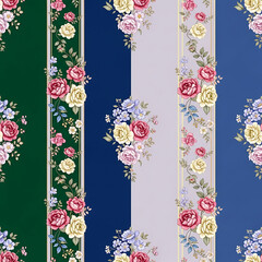 Watercolor floral pattern of hand-painted wildflowers and sprawling leaves tied with a sheer ribbon on a bright white silk background, created for wallpaper and fabric, illuminated with diffused	