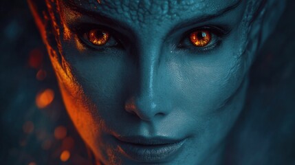 Closeup face with vivid eyes