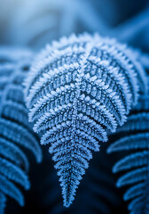 Fern detail with blue light close up macro nature