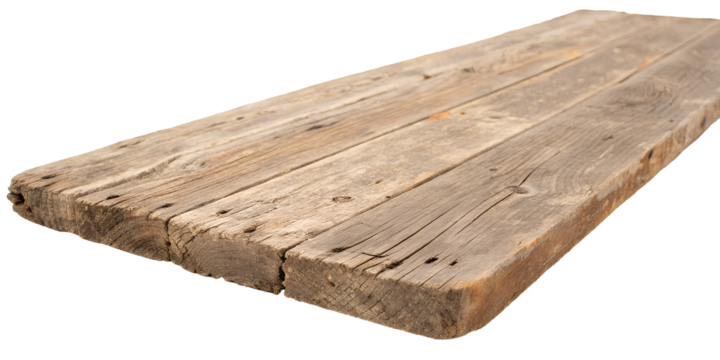 Old weathered wooden plank isolated on black
