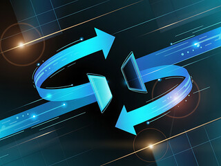 Futuristic blue arrows symbolizing data transfer and connectivity