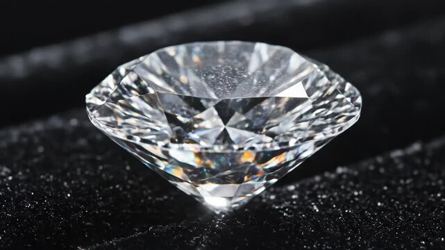 Sparkling diamond gemstone close up reflective facets black background