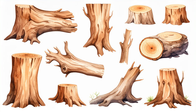 set of wood isolated