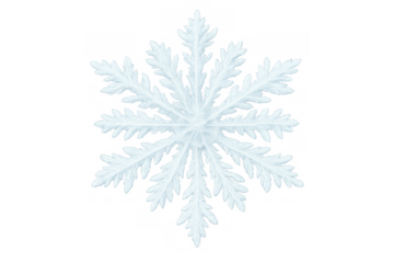 White delicate snowflake creating a winter theme on a transparent background for seasonal designs and decoration