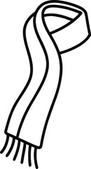 Black line art of a winter scarf with fringe clothing 1