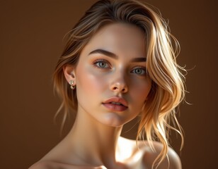 Studio Portrait Woman with Blue Eyes