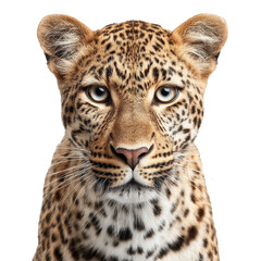 Fototapeta premium Young leopard portrait png big cat png wildlife png predator png animal png spots png nature png feline png closeup png transparent background image