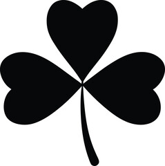 Naklejka premium Black clover leaf silhouette on white background shamrock