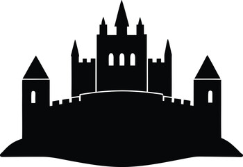 Obraz premium Irish Castle Silhouette Black Vector Medieval Fortress Design 2