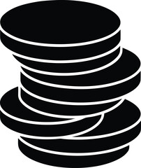 Gold Coins Stack Silhouette Black Flat Graphic vector