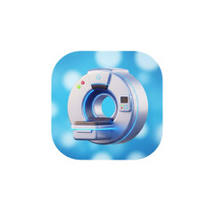 Medical computed tomography scanner on blue background, a modern diagnostic tool isolated on transparent background