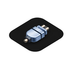 3d render of a hdmi connector on a black square isolated on transparent background