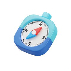 3d rendering of a compass isolated on transparent background, showing direction and navigation
