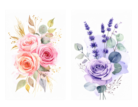 Elegant Botanical Watercolor Collection — isolated on transparent background