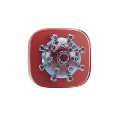 Illustration of a virus cell on a red square isolated on transparent background