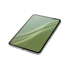 Modern tablet with green screen isolated on transparent background for mockup presentation