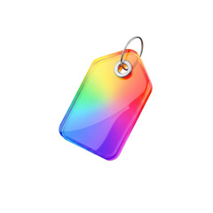 3d render of a rainbow price tag isolated on transparent background