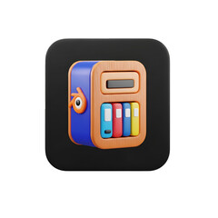 Colorful book shelf icon isolated on transparent background