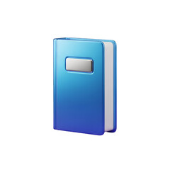 Blue book with silver accent isolated on transparent background for reading and studying
