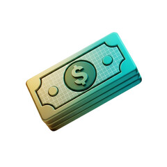 Stack of dollar bills with dollar sign isolated on transparent background