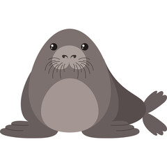 Cute Grey Seal Pup With Big Eyes And Whiskers Sitting On A Transparent Background With Pixelated Details