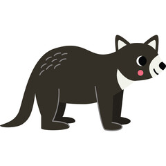 Cute Cartoon Tasmanian Devil Illustration with Black Fur White Collar Pink Cheeks and Big Eyes on Transparent Background