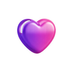 A glossy pink and purple heart isolated on transparent background, symbolizing love and affection