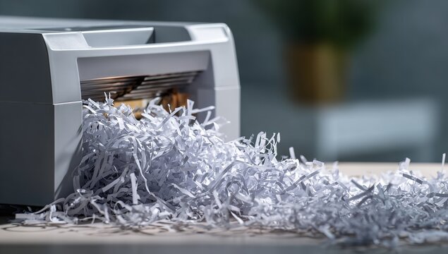 Protecting sensitive data with a paper shredder ensures secure disposal of documents, safeguarding confidential information in the office