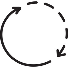 Circular Arrow Icon Representing Refresh Or Repeat Process On Transparent Background Black Outline Simple Graphic Element