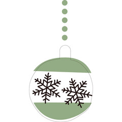 Christmas Ornament with Snowflakes and Green Accents Hanging Decoration with Transparent Background