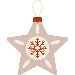 Christmas Star Ornament With Snowflake Detail Festive Holiday Decoration In Pastel Tones Isolated On White Background