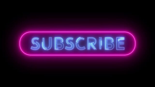 Neon Subscribe Text Effect Animated On Black Background
