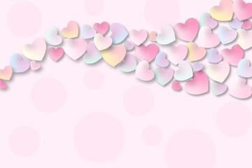 Stream of Colorful Gradient Hearts on Pink Background
