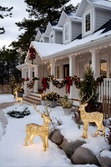 christmas house in the snow