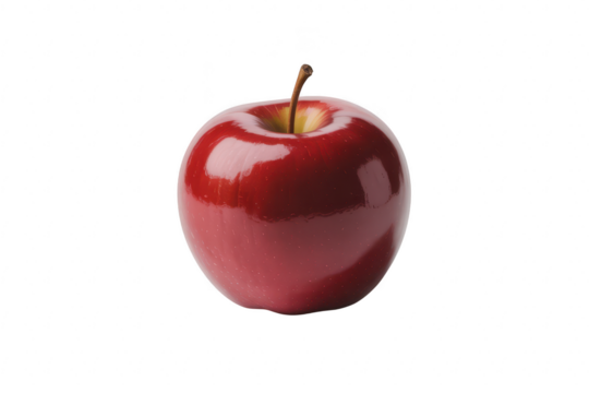 A single shiny red apple isolated on transparent background