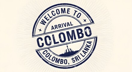 Welcome to Colombo arrival stamp design, vintage travel immigration seal, Sri Lanka tourism passport mark illustration, retro ink stamp emblem for travelers and global journey concept