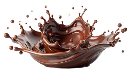 Dynamic Chocolate Splash isolated on Transparent Background