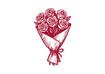 Rose flower hand drawn simple sketch vector illustration