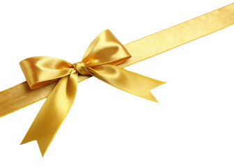 Fototapeta premium Golden Ribbon with Bow isolated on Transparent Background
