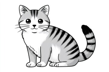Fototapeta premium Cute tabby cat cartoon looking at viewer