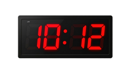 Red digital clock displays 1002, centered against stark black background, showcasing electronic timekeeping