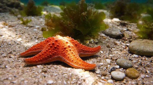 An abstract, macro view of a starfish's tube feet gently gripping a textured surface, revealing the mesmerizing biological mechanics and patterns of its natural locomotion.