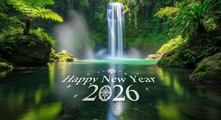 Serene Waterfall Oasis for a Joyful New Year 2026