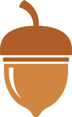 Simple brown acorn graphic with stem and cap seed tree