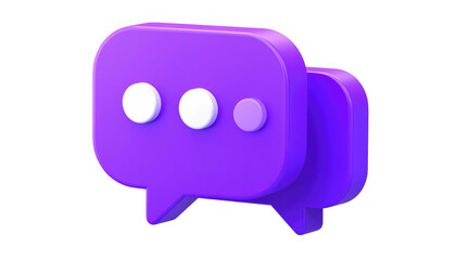 Two purple cartoon speech bubbles with three white dots indicating someone is typing, isolated on a black background