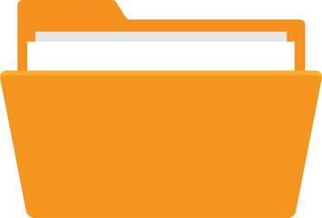 Orange file folder with white and gray paper inserts document