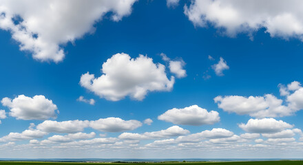 Bright Vivid Wide Angle Landscape of White Cloud with Blue Sky