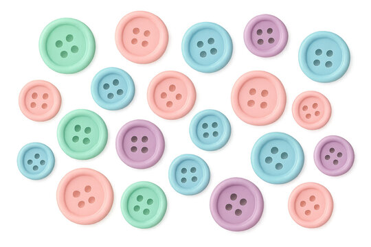 Pastel buttons scattering, creating a colorful sewing pattern for craft, fashion, and handicraft projects on transparent background