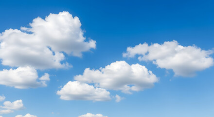 Bright Daytime Cumulus Cloudscape on a Clear Blue Sky Backdrop