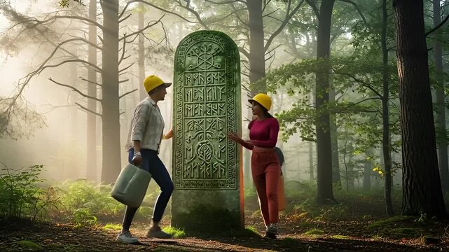 Ancient Rune Stone Discovery: Forest Exploration and Mystery Unveiled